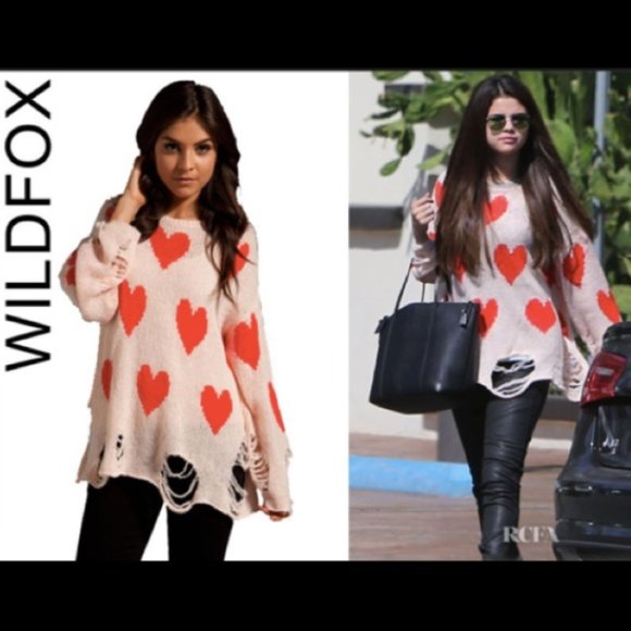 NEW! WILDFOX WHITE LABEL 'All Over Love' Lennon Sweater in PINK / RED HE… - Picture 3 of 14